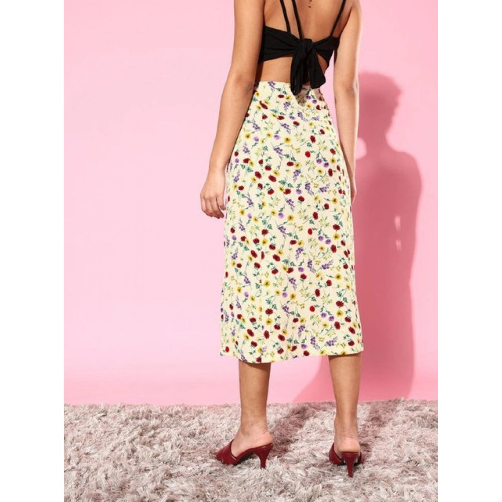 Vaystra Polyester Floral Side Zip Skirt – Multicolor