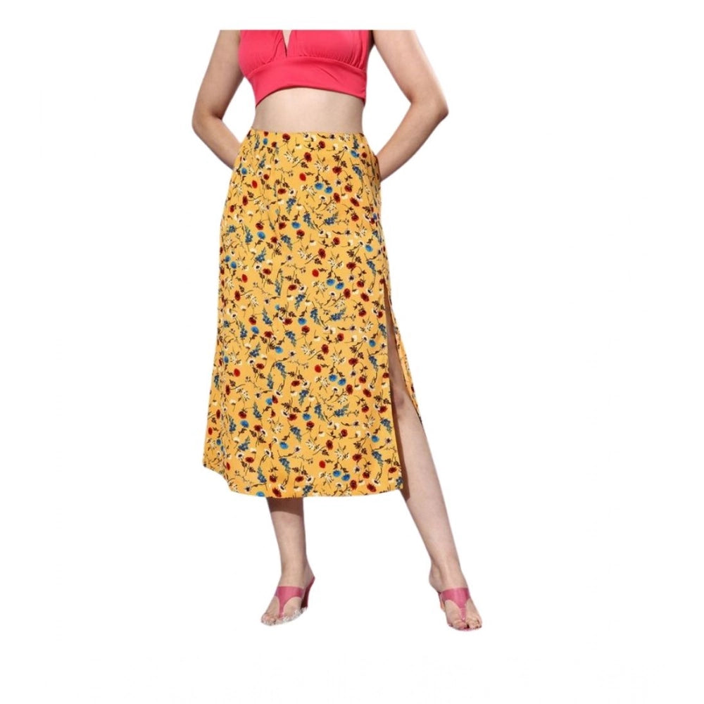 Vaystra Polyester Floral Side Zip Skirt – Multicolor