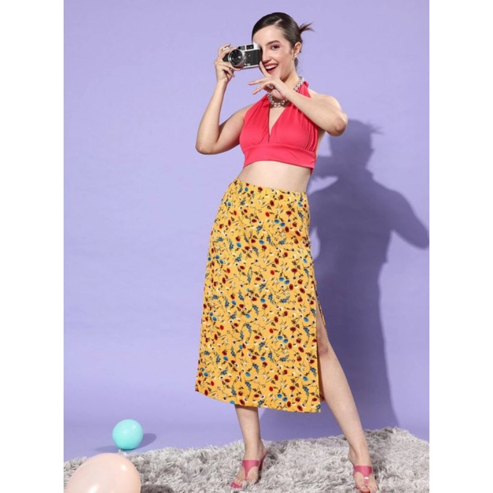 Vaystra Polyester Floral Side Zip Skirt – Multicolor