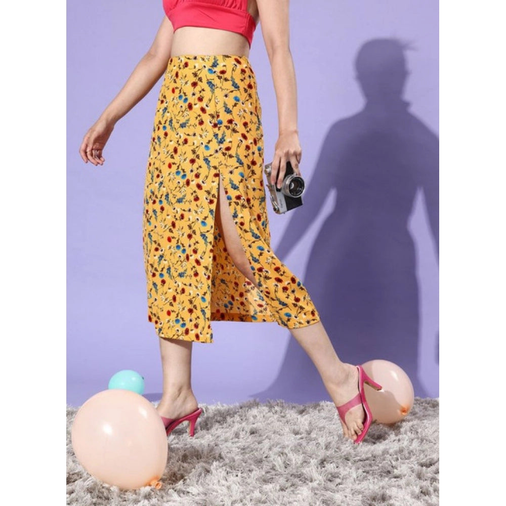 Vaystra Polyester Floral Side Zip Skirt – Multicolor