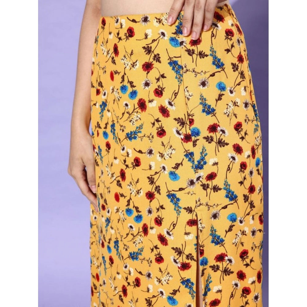 Vaystra Polyester Floral Side Zip Skirt – Multicolor