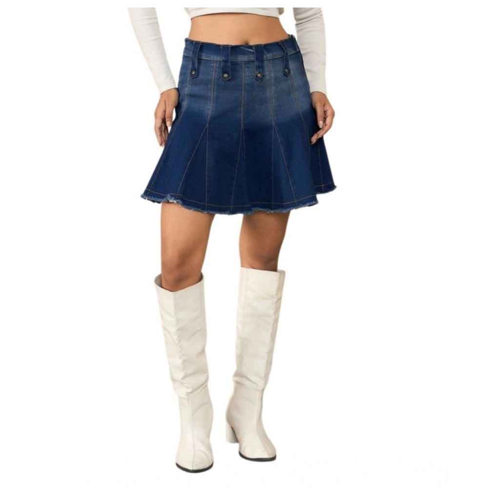 Vaystra Denim Washed Buttoned Skirt – Blue