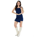 Vaystra Denim Lycra Solid Zip Closure Skorts – Navy