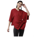 Vaystra Polyester Solid Cape Sleeve Top – Red