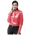 Vaystra Polyester Solid Long Sleeves Top – Coral