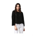 Vaystra Polyester Pleated Balloon Sleeve Top – Black