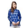 Vaystra Lace Self Design Long Sleeves Top – Blue