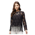 Vaystra Lace Self Design Short Sleeve Top – Black