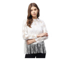 Vaystra Lace Self Design Short Sleeve Top – White