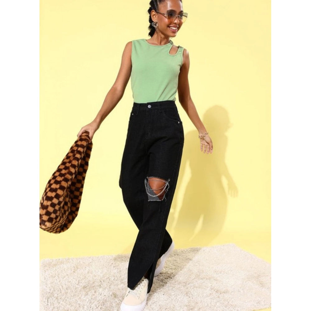Vaystra Polyester Lycra Solid Sleeveless Top – Green