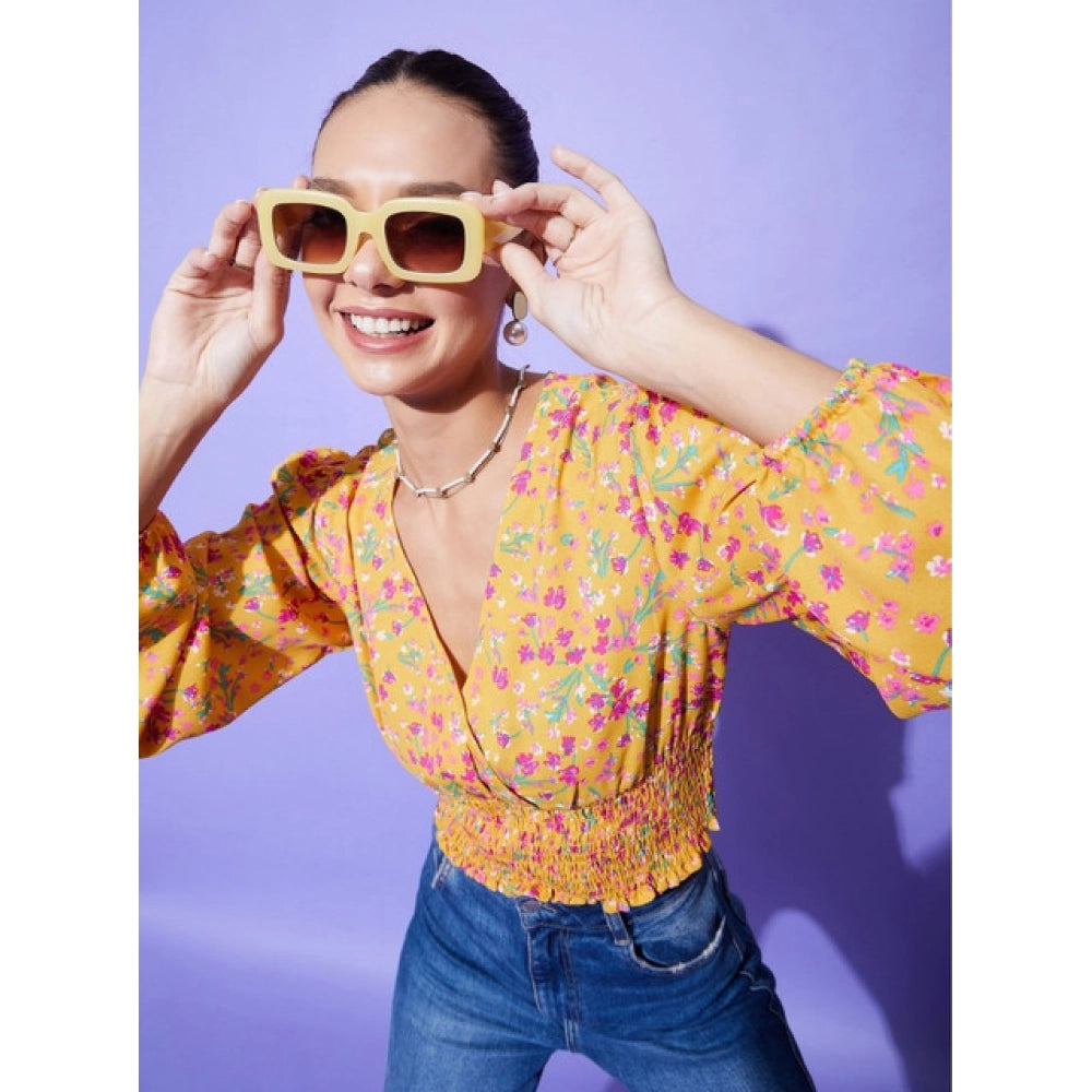 Vaystra Polyester Floral Long Sleeves Top – Multicolor