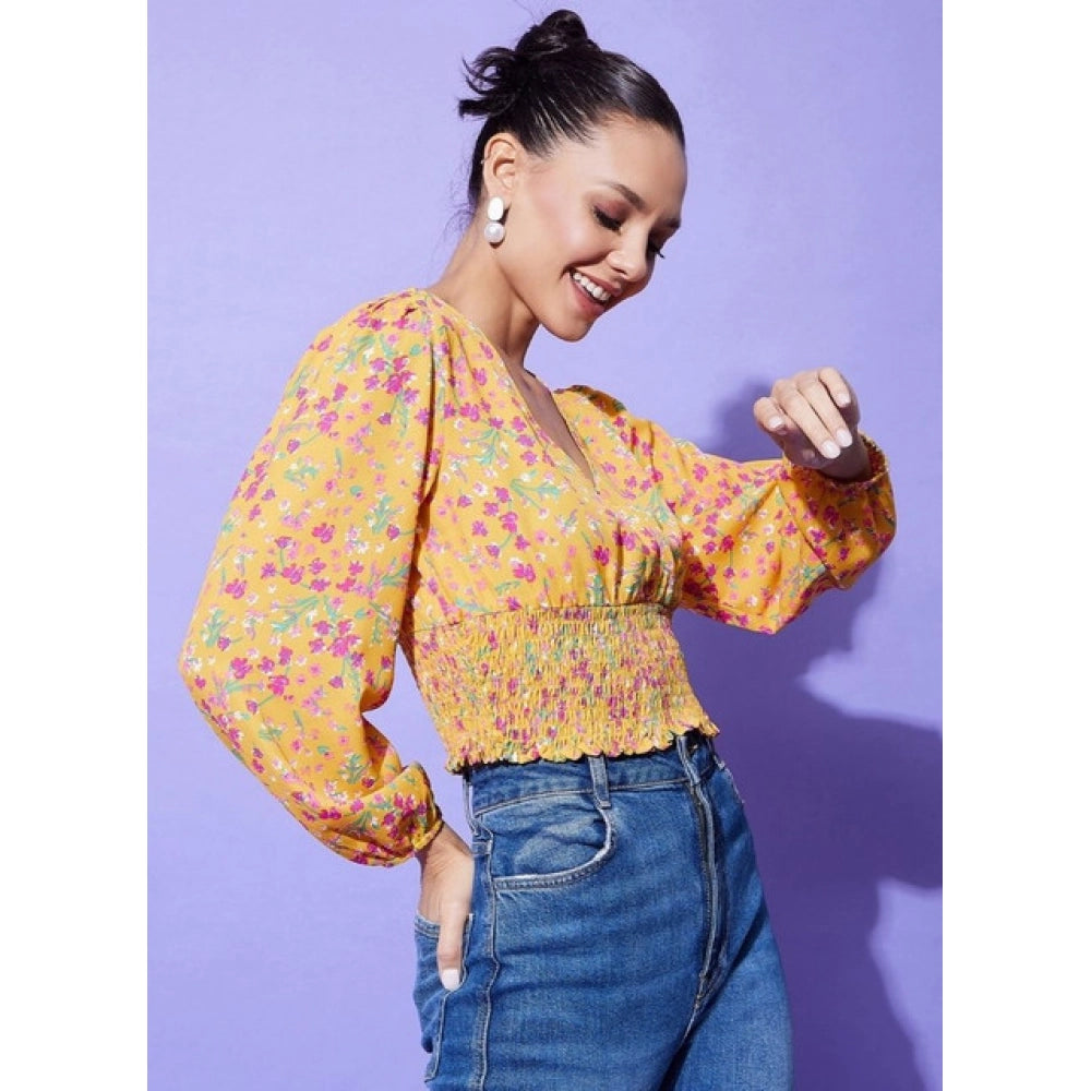 Vaystra Polyester Floral Long Sleeves Top – Multicolor