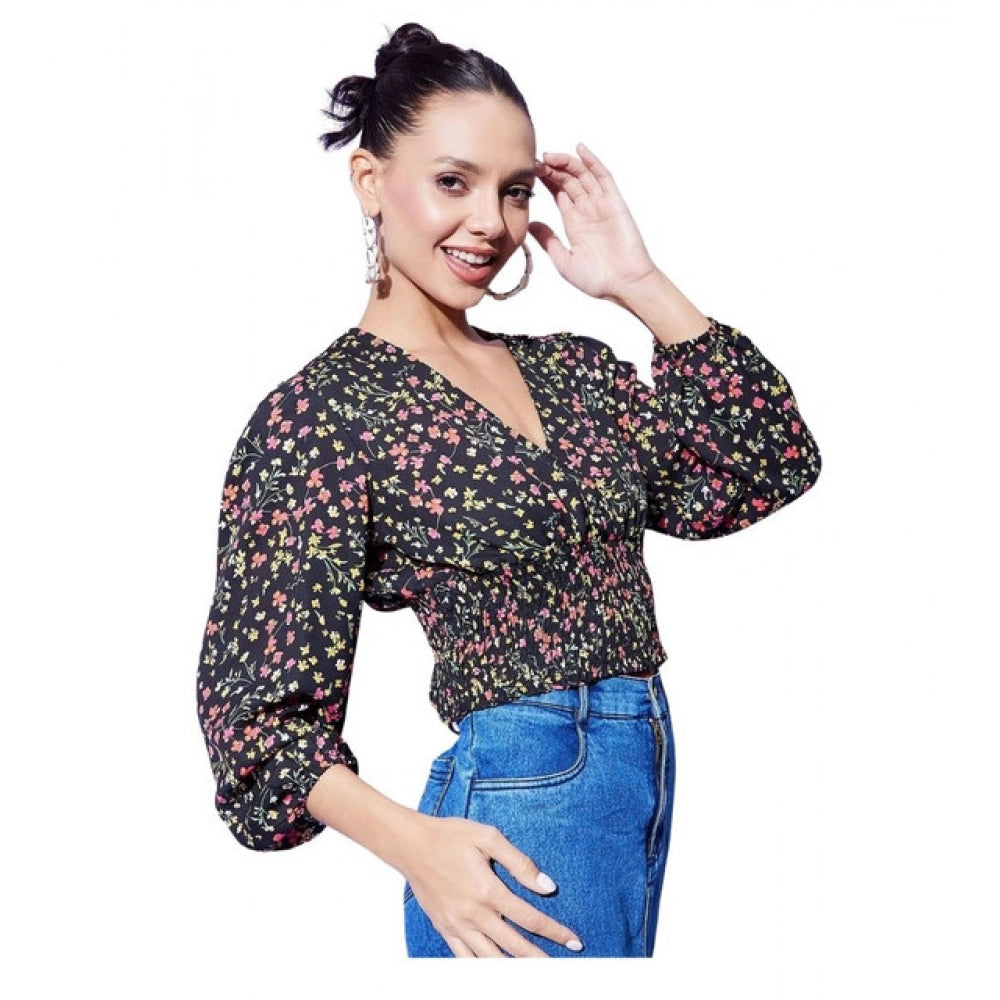 Vaystra Polyester Floral Long Sleeves Top – Multicolor
