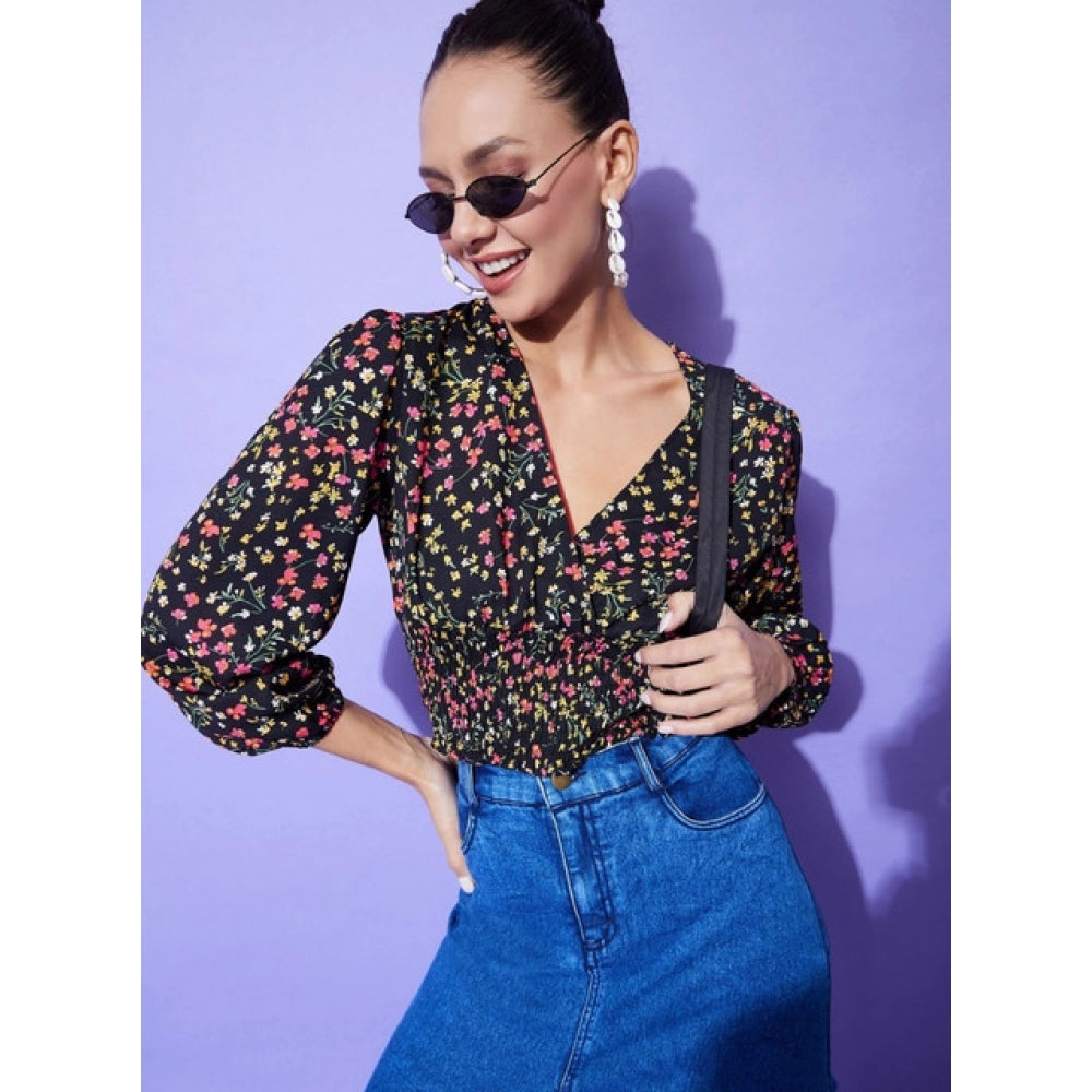 Vaystra Polyester Floral Long Sleeves Top – Multicolor