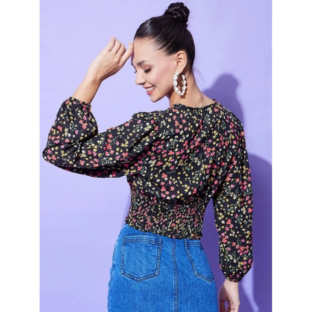 Vaystra Polyester Floral Long Sleeves Top – Multicolor