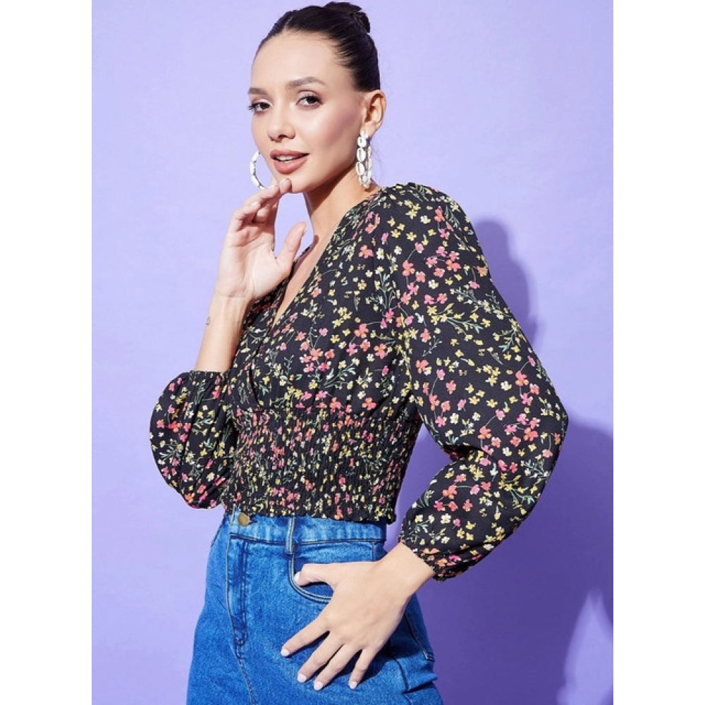 Vaystra Polyester Floral Long Sleeves Top – Multicolor