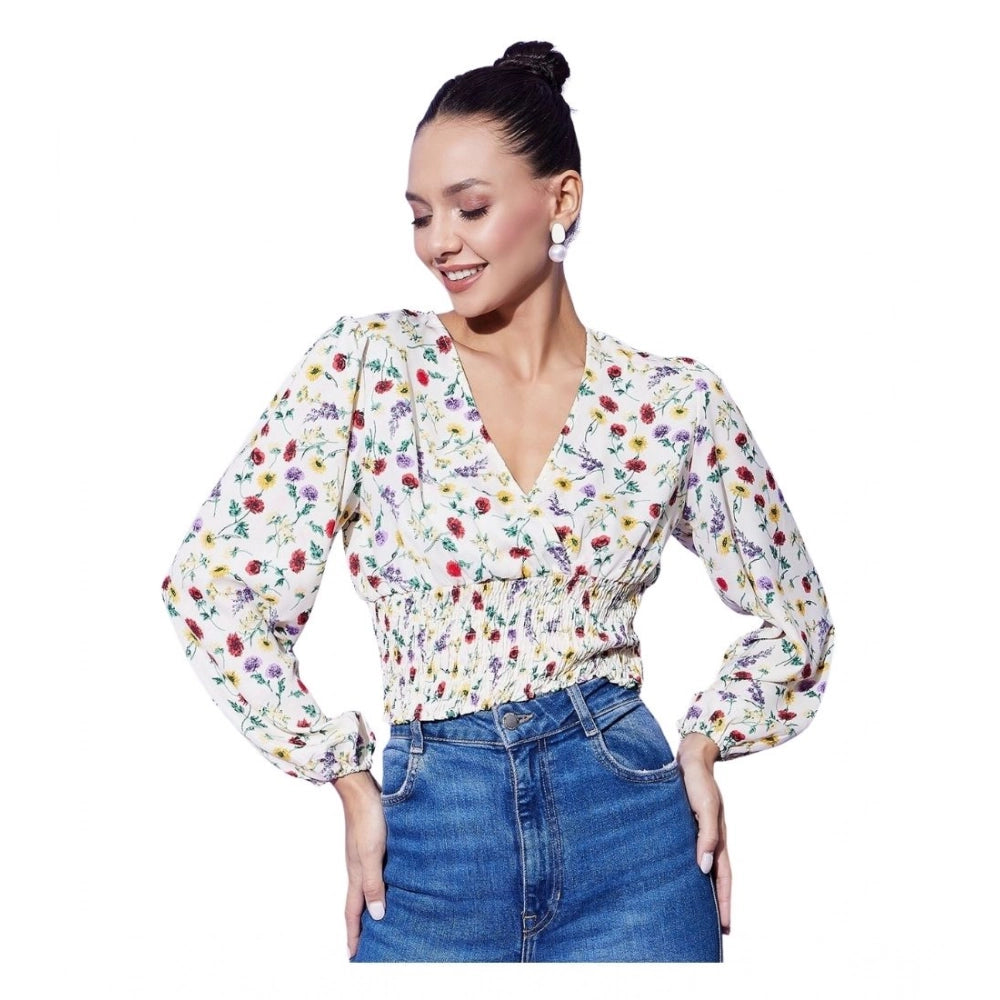 Vaystra Polyester Floral Long Sleeves Top – Multicolor