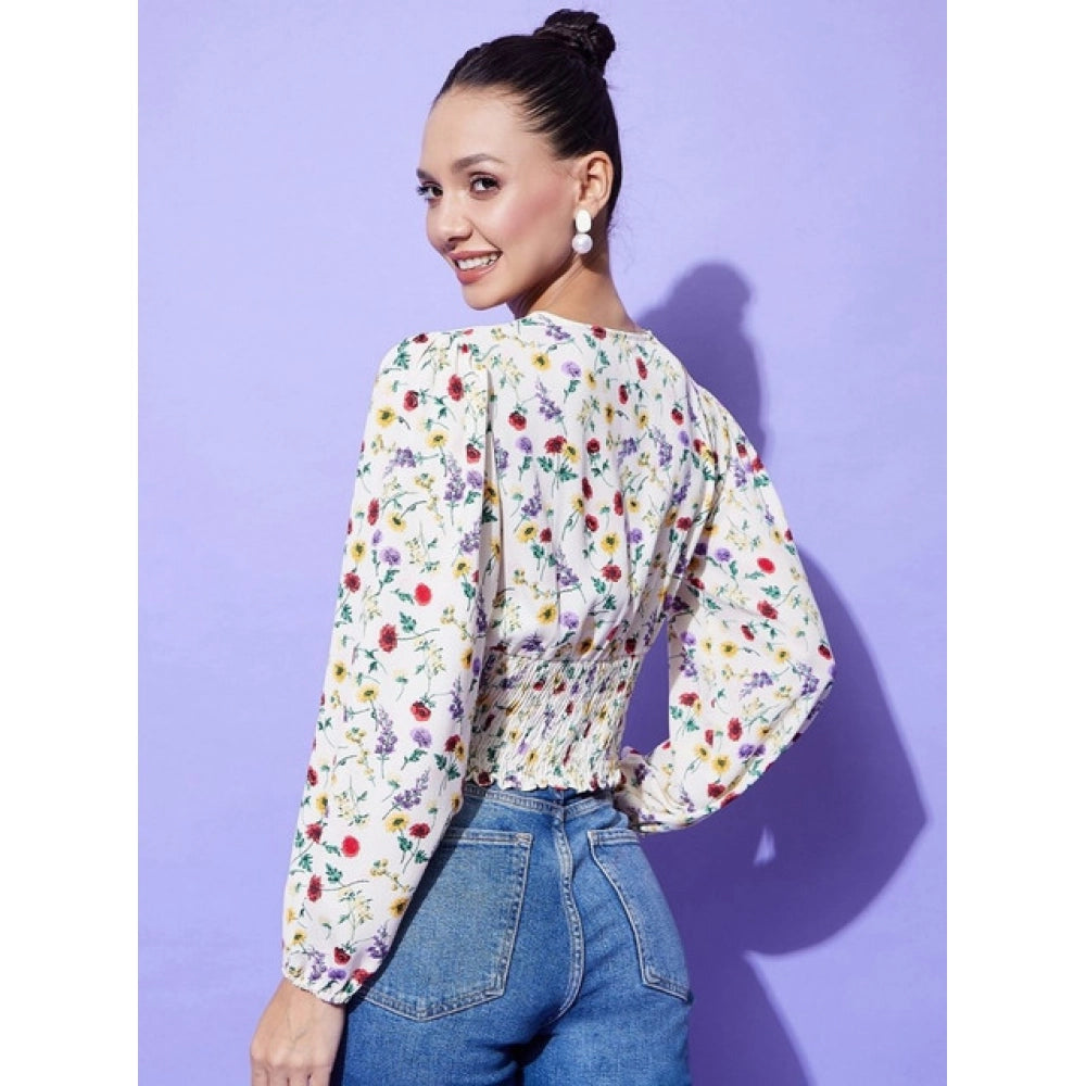 Vaystra Polyester Floral Long Sleeves Top – Multicolor