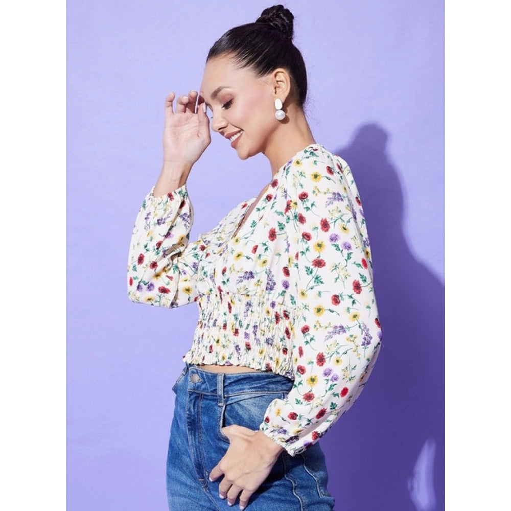 Vaystra Polyester Floral Long Sleeves Top – Multicolor