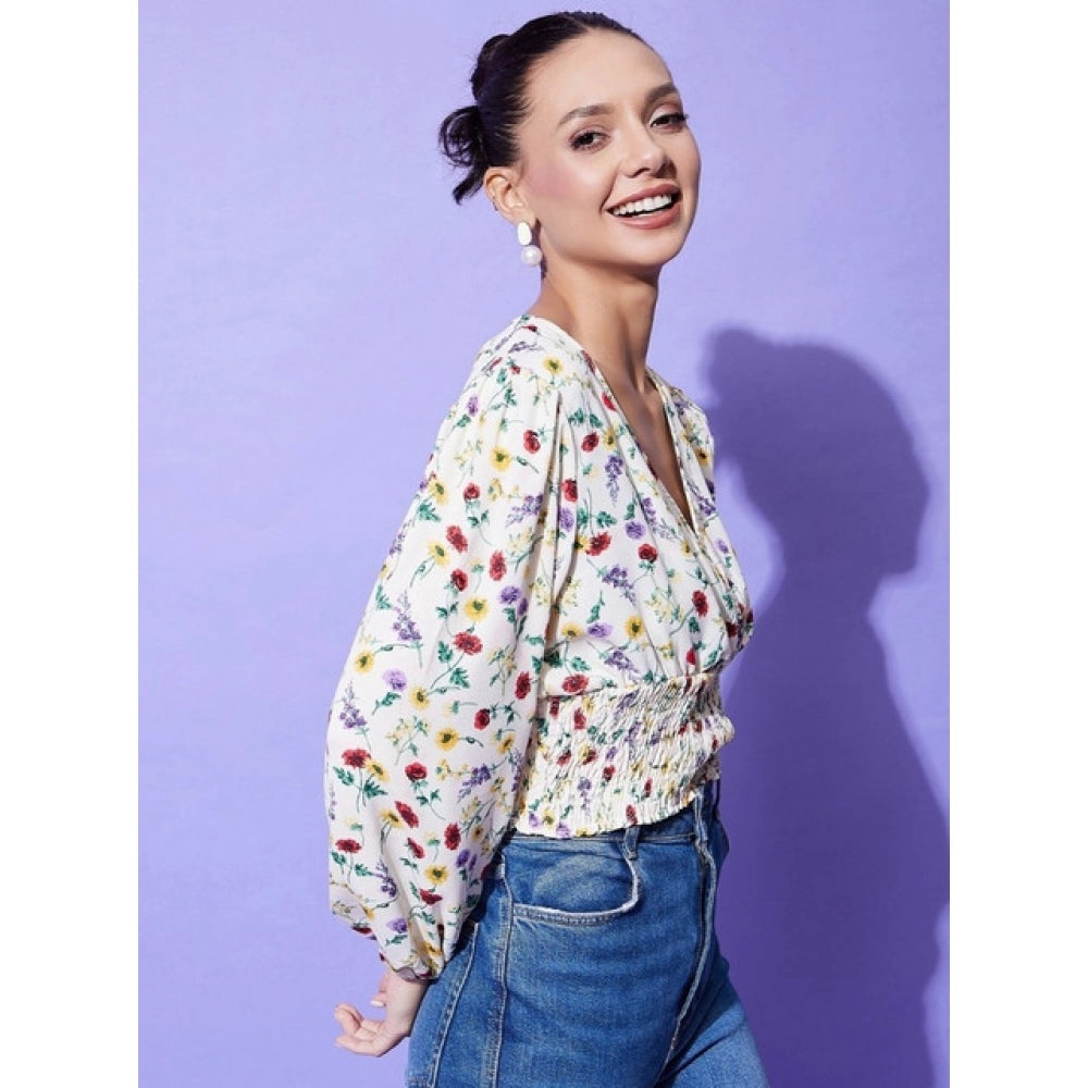 Vaystra Polyester Floral Long Sleeves Top – Multicolor