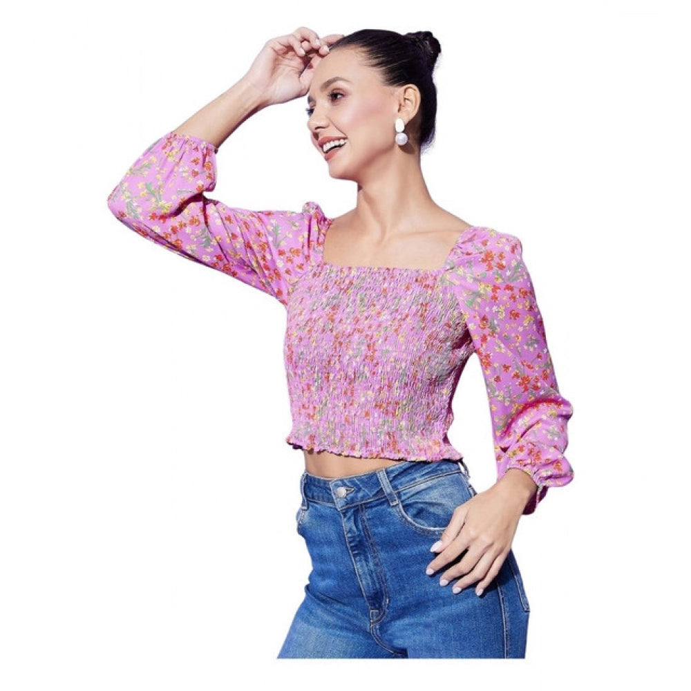 Vaystra Polyester Floral Long Sleeves Top – Multicolor