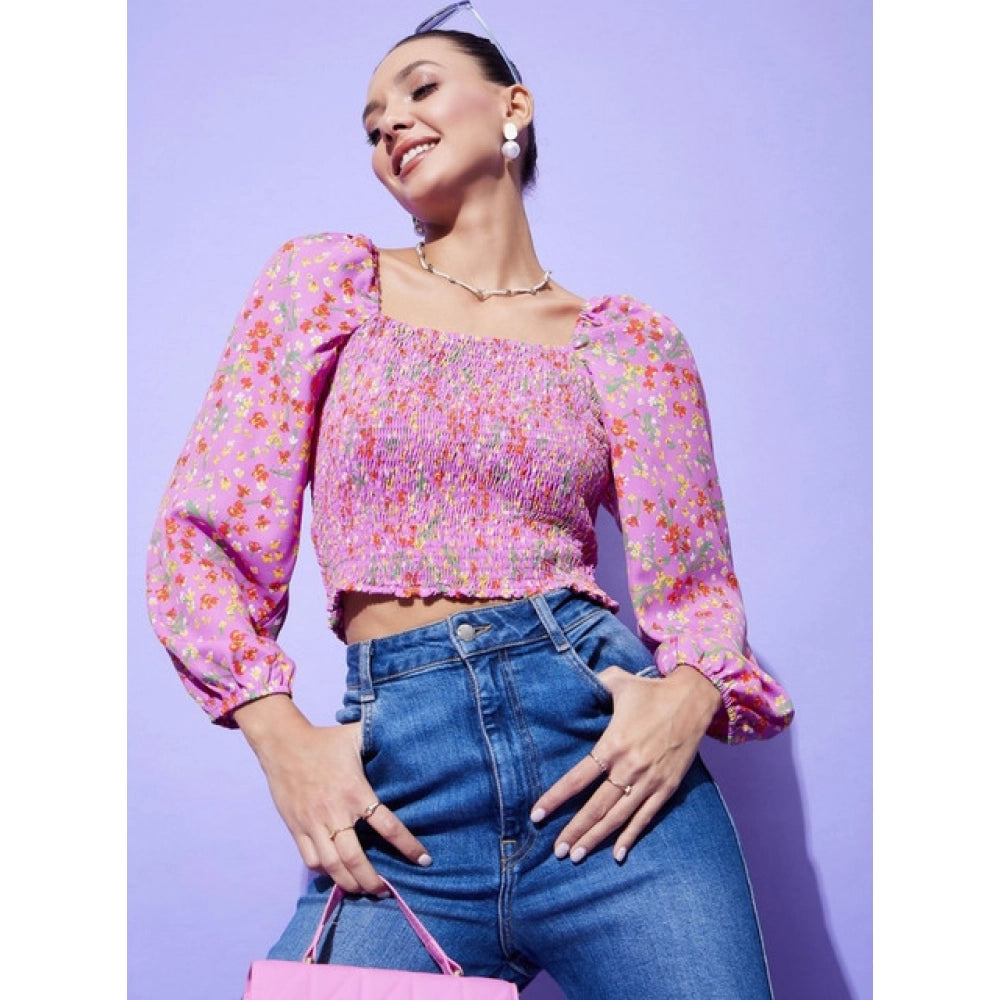 Vaystra Polyester Floral Long Sleeves Top – Multicolor