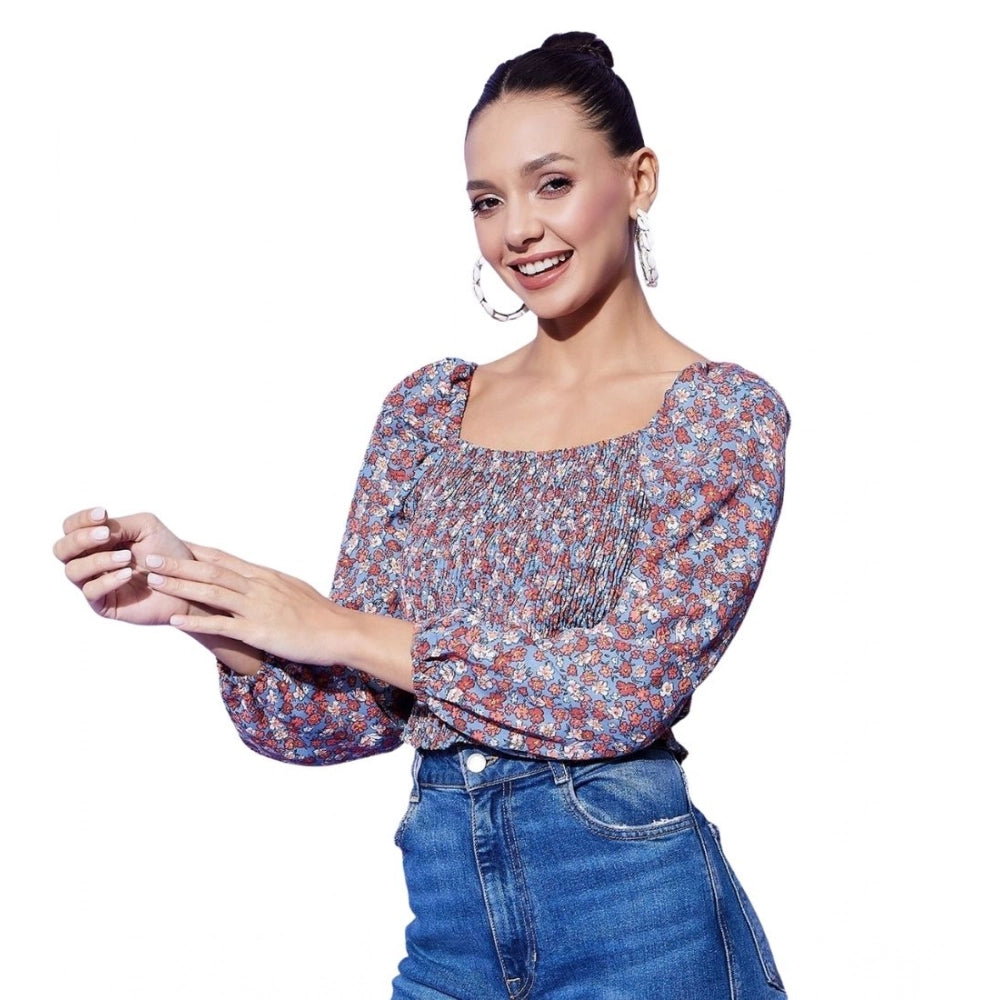 Vaystra Polyester Floral Long Sleeves Top – Multicolor