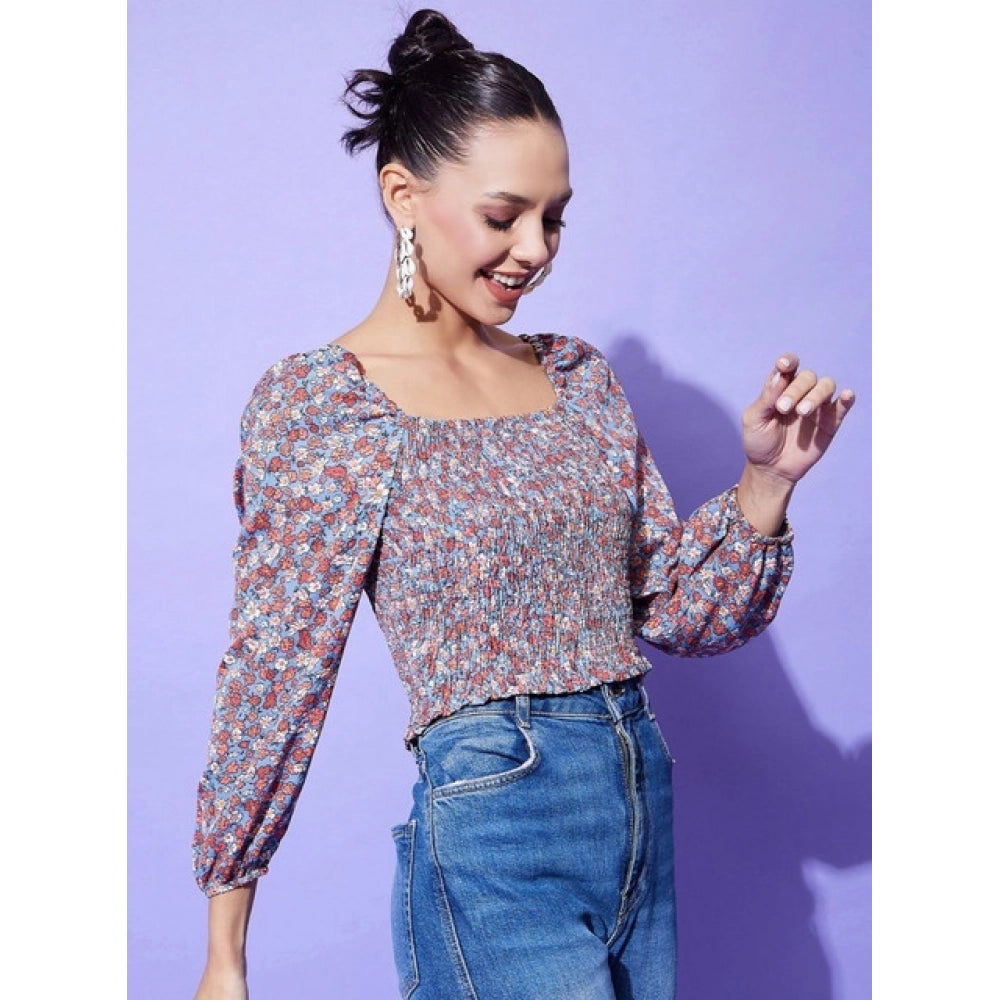 Vaystra Polyester Floral Long Sleeves Top – Multicolor