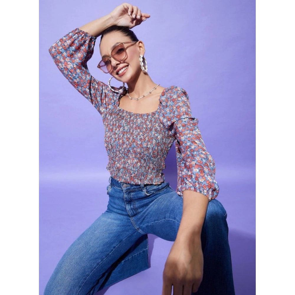 Vaystra Polyester Floral Long Sleeves Top – Multicolor