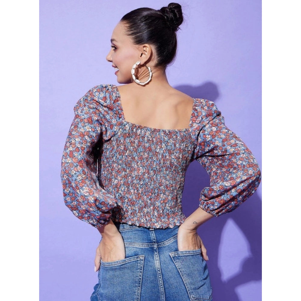 Vaystra Polyester Floral Long Sleeves Top – Multicolor