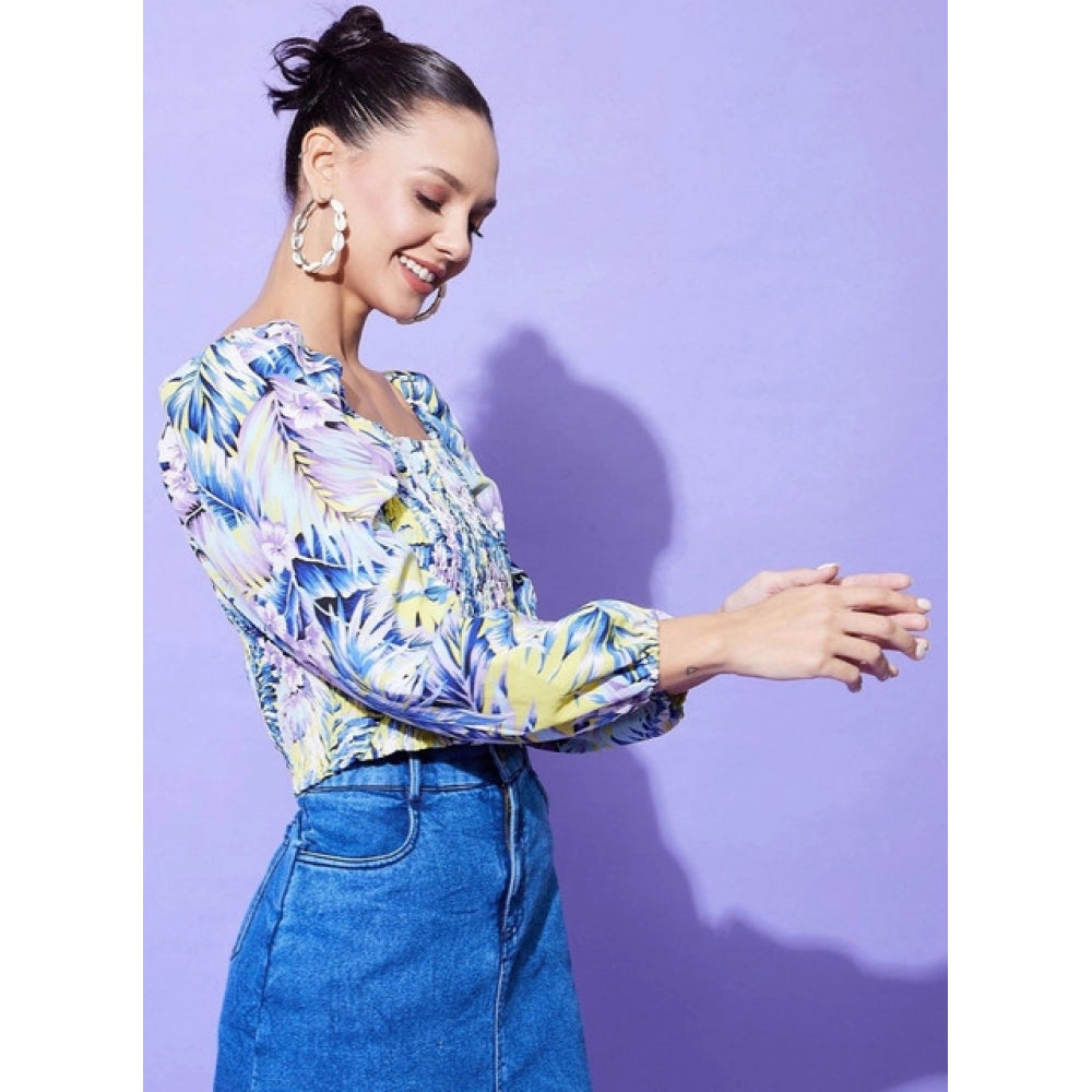 Vaystra Polyester Floral Long Sleeves Top – Multicolor