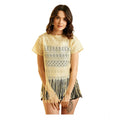 Vaystra Polyester Lace Self Design Short Sleeve Top – Yellow