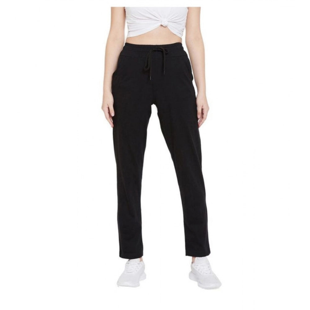 Vaystra Cotton Solid Elasticated Track Pants – Black