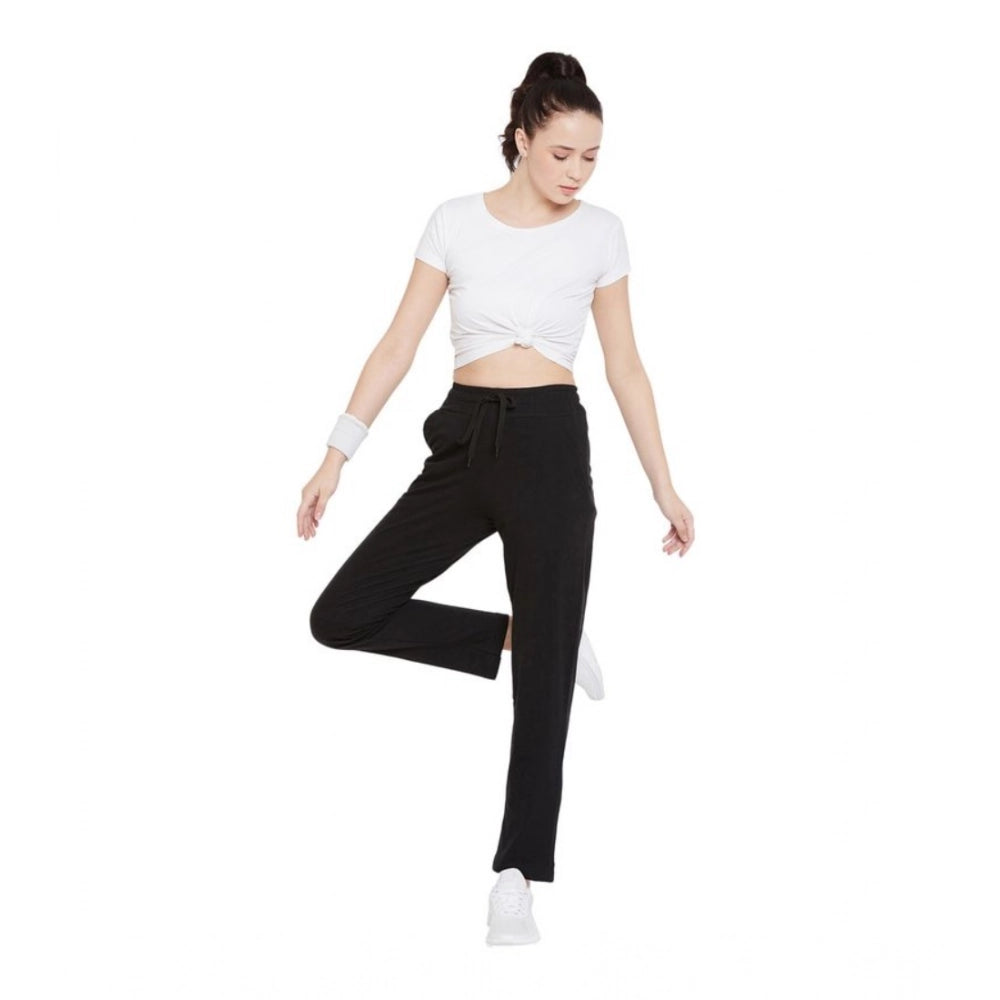 Vaystra Cotton Solid Elasticated Track Pants – Black