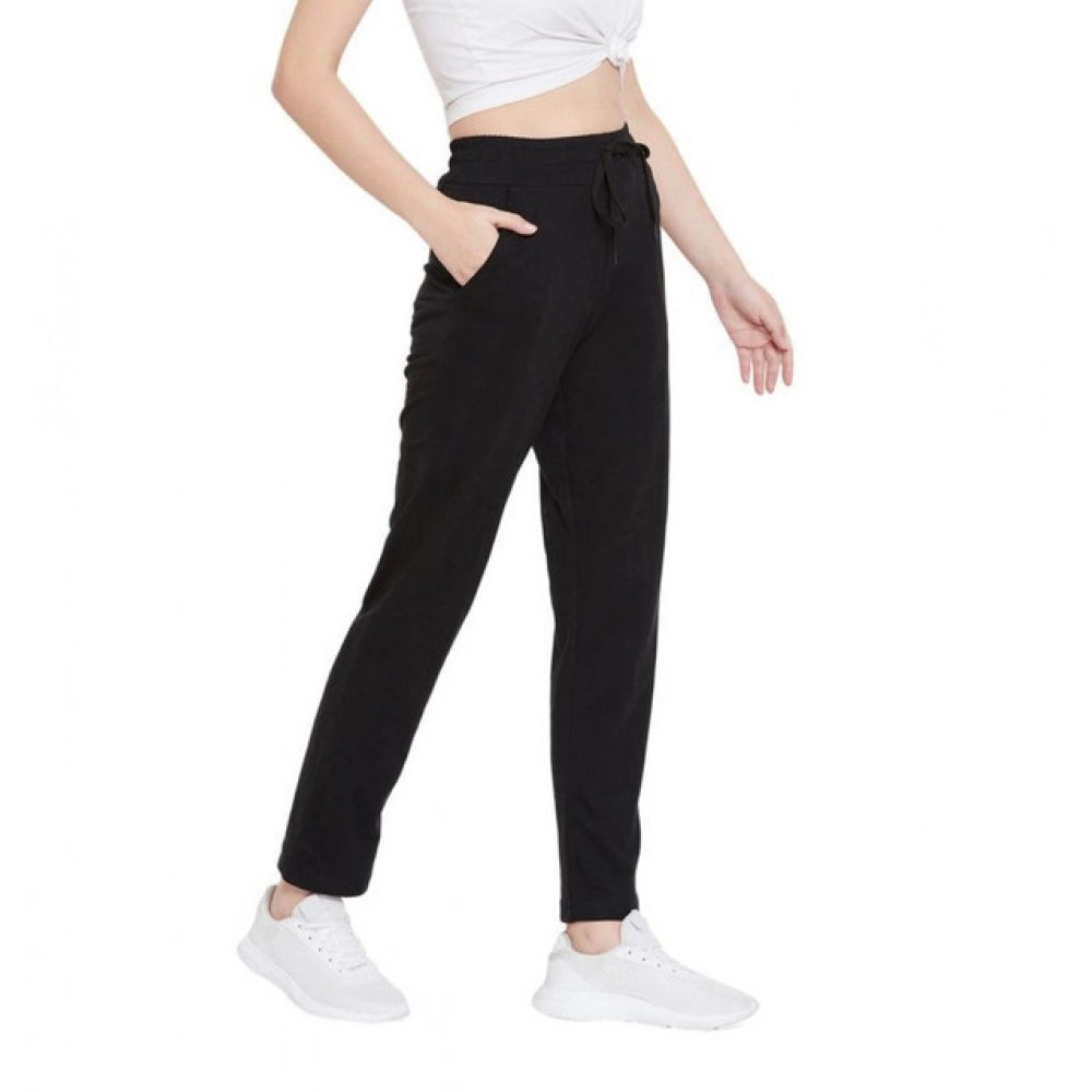 Vaystra Cotton Solid Elasticated Track Pants – Black