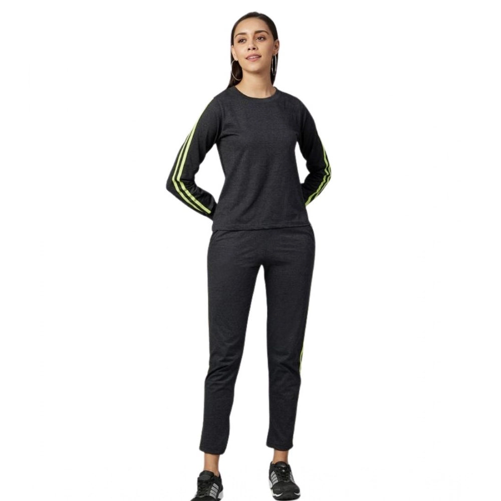 Vaystra Cotton Solid Long Sleeves Tracksuit – Dark Grey-Green