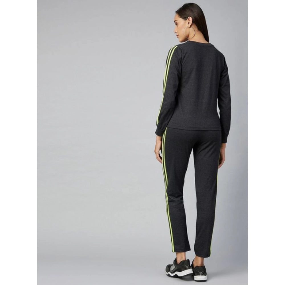 Vaystra Cotton Solid Long Sleeves Tracksuit – Dark Grey-Green