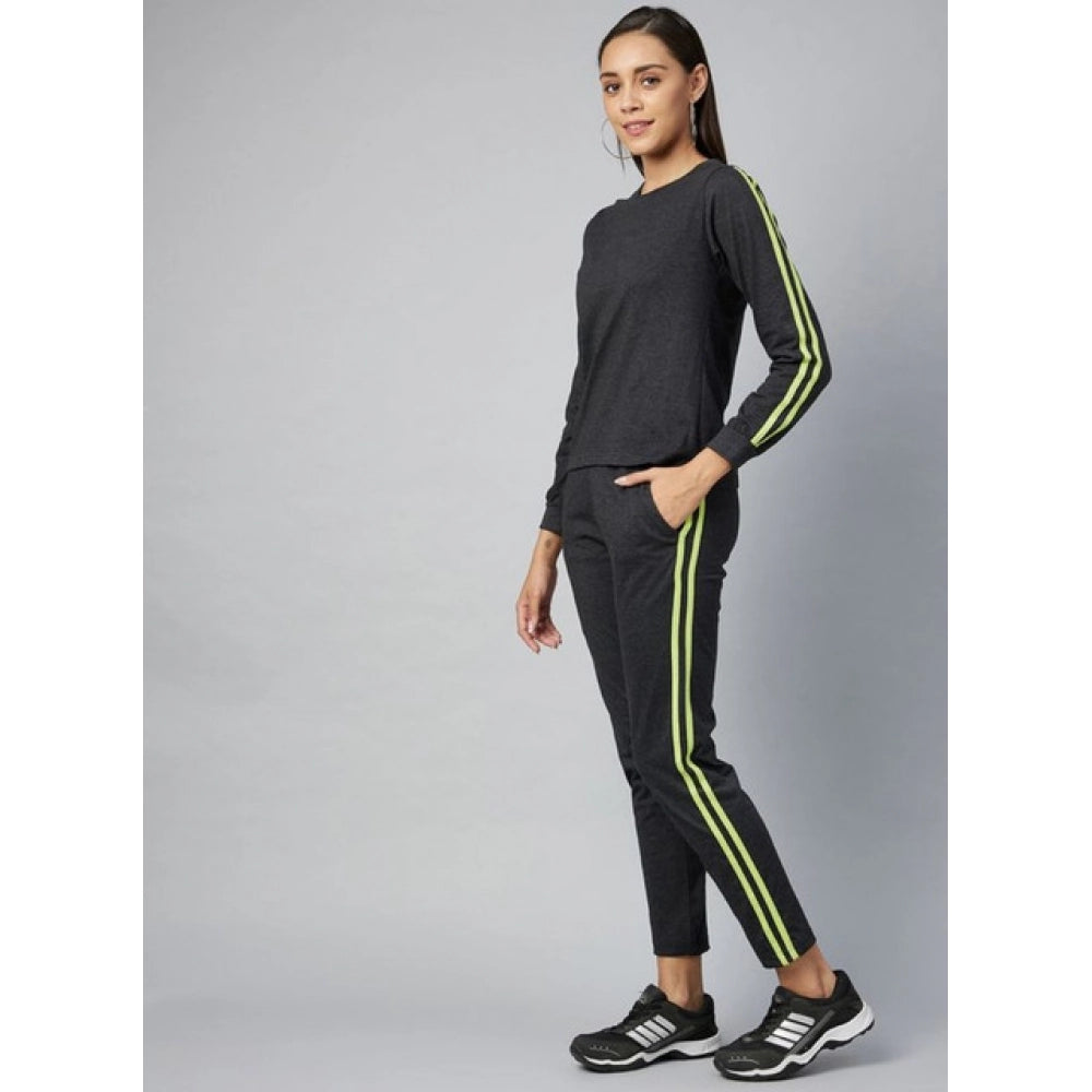 Vaystra Cotton Solid Long Sleeves Tracksuit – Dark Grey-Green