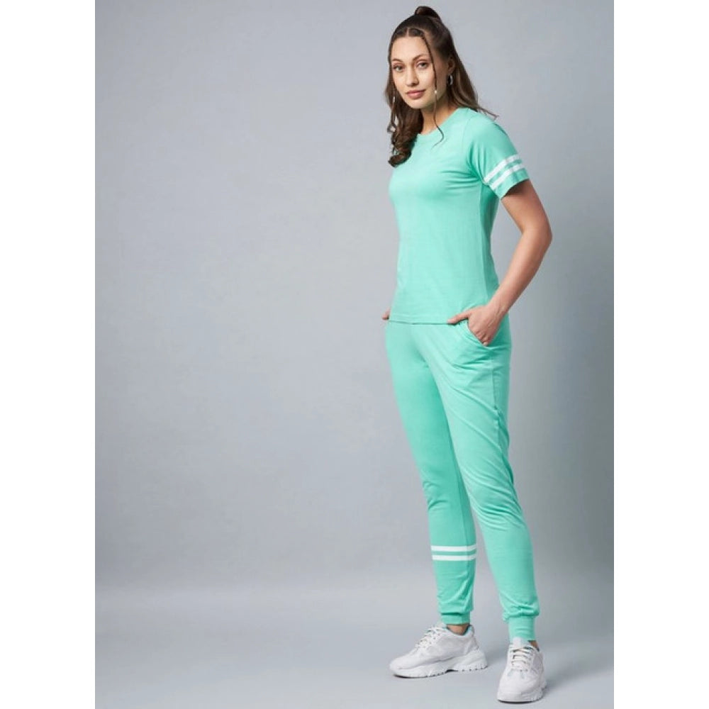 Vaystra Cotton Striped Short Sleeve Tracksuit – Green