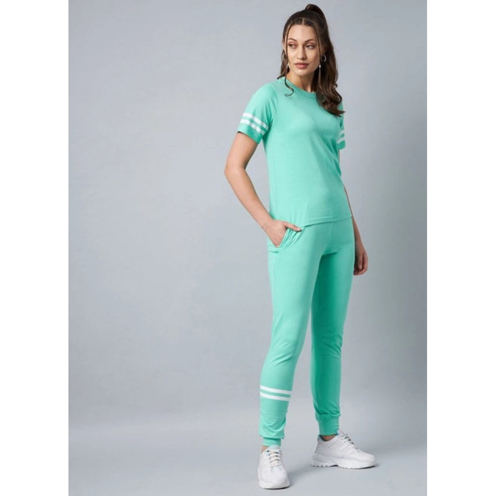 Vaystra Cotton Striped Short Sleeve Tracksuit – Green