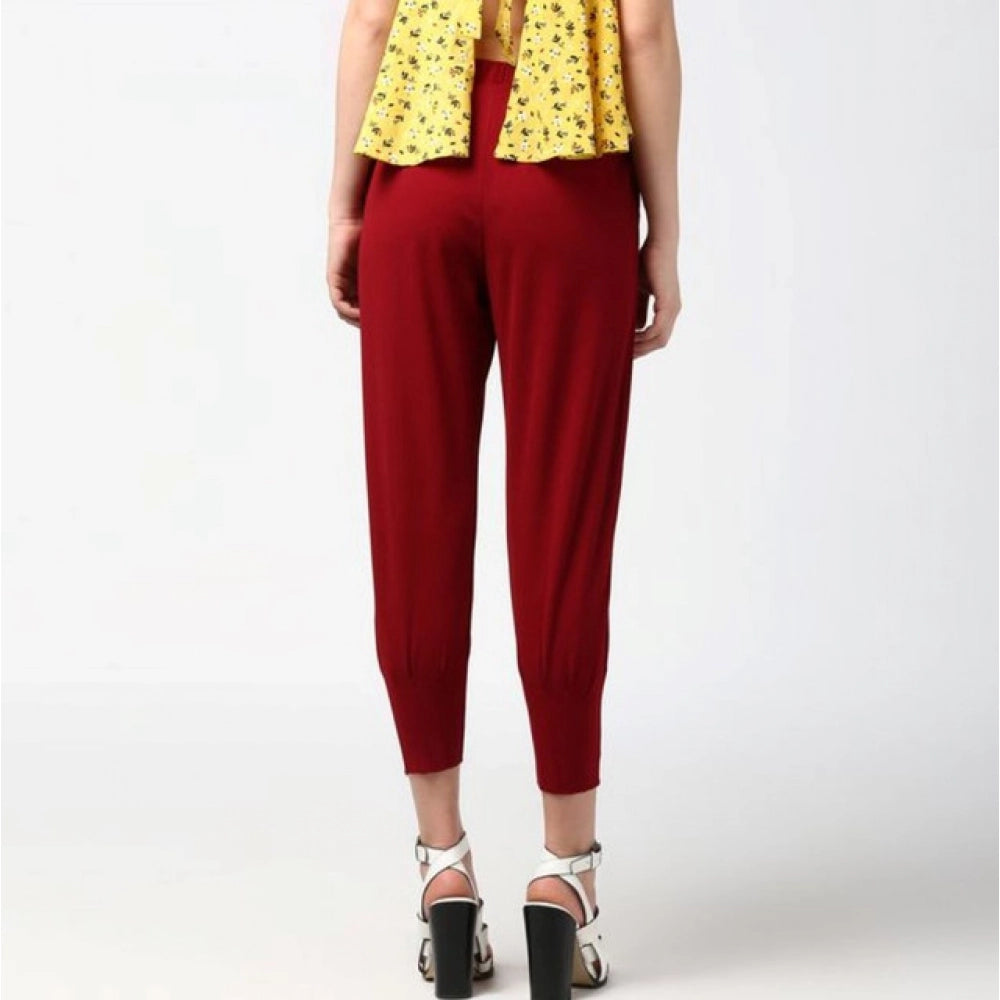 Vaystra Polyester Solid Elasticated Trousers – Maroon