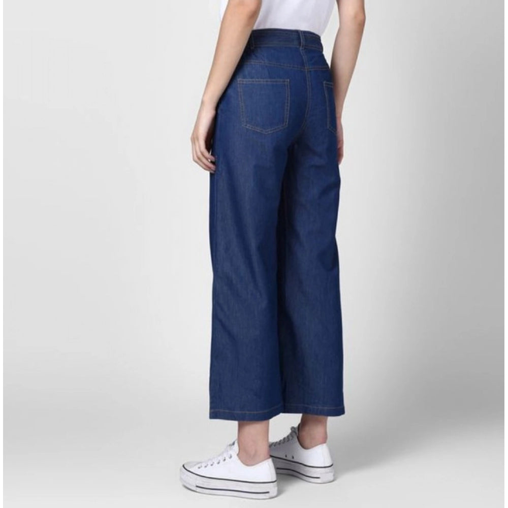 Vaystra Denim Solid Elasticated Trousers – Blue