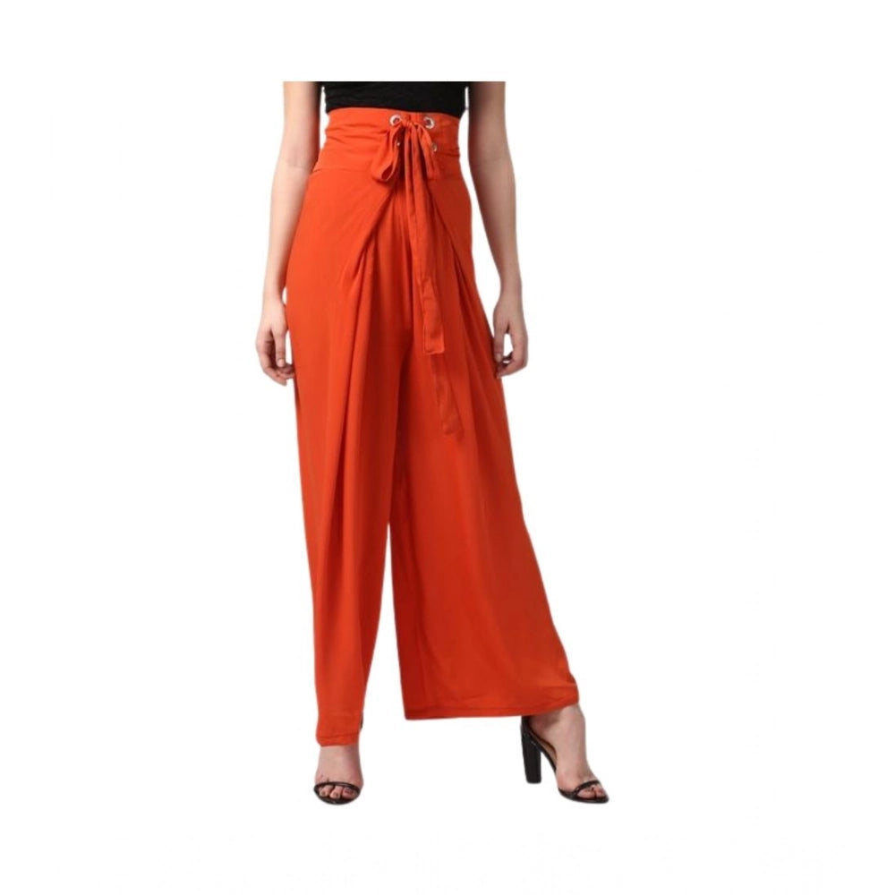 Vaystra Polyester Solid Smocked Trousers – Orange