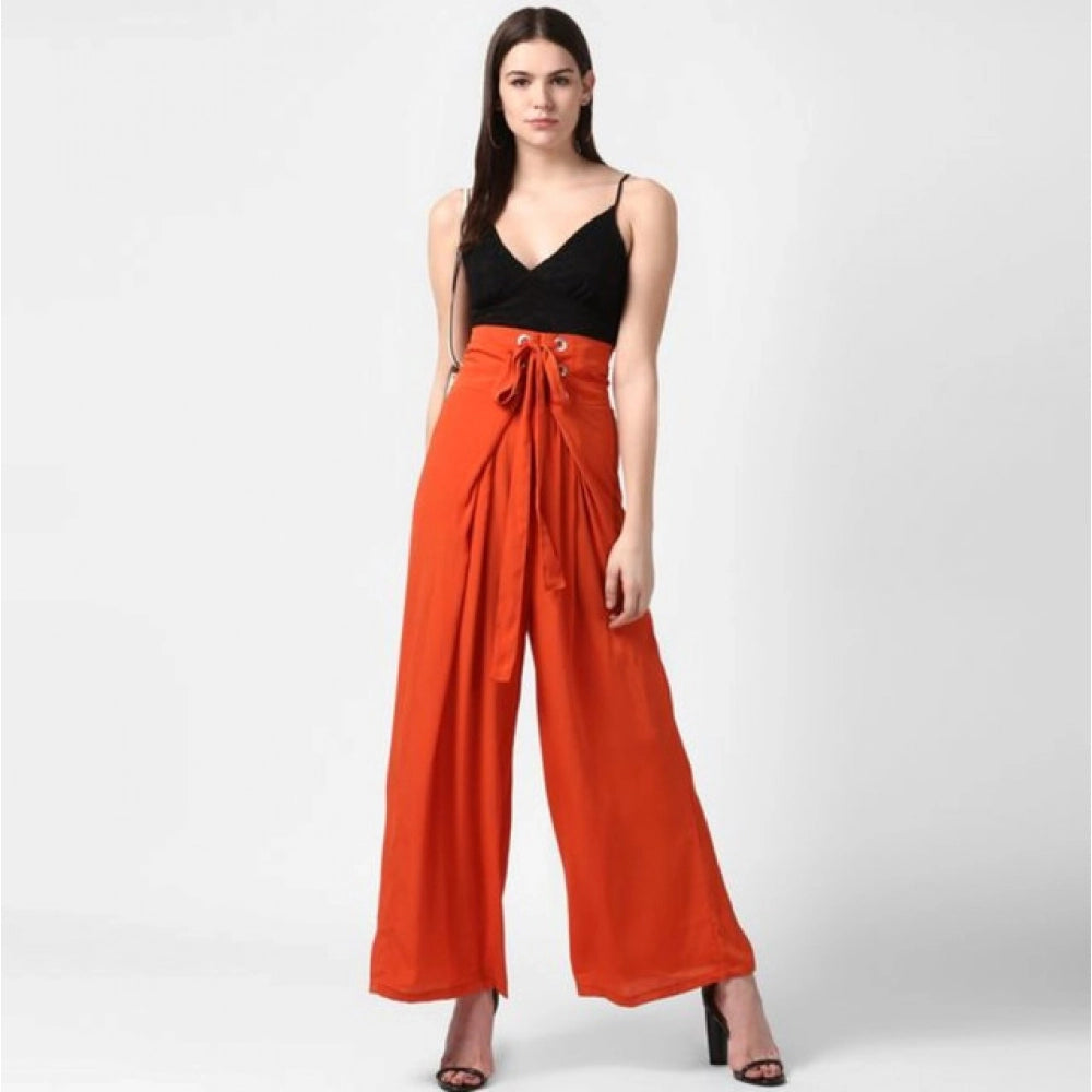 Vaystra Polyester Solid Smocked Trousers – Orange