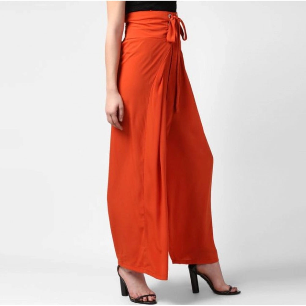 Vaystra Polyester Solid Smocked Trousers – Orange