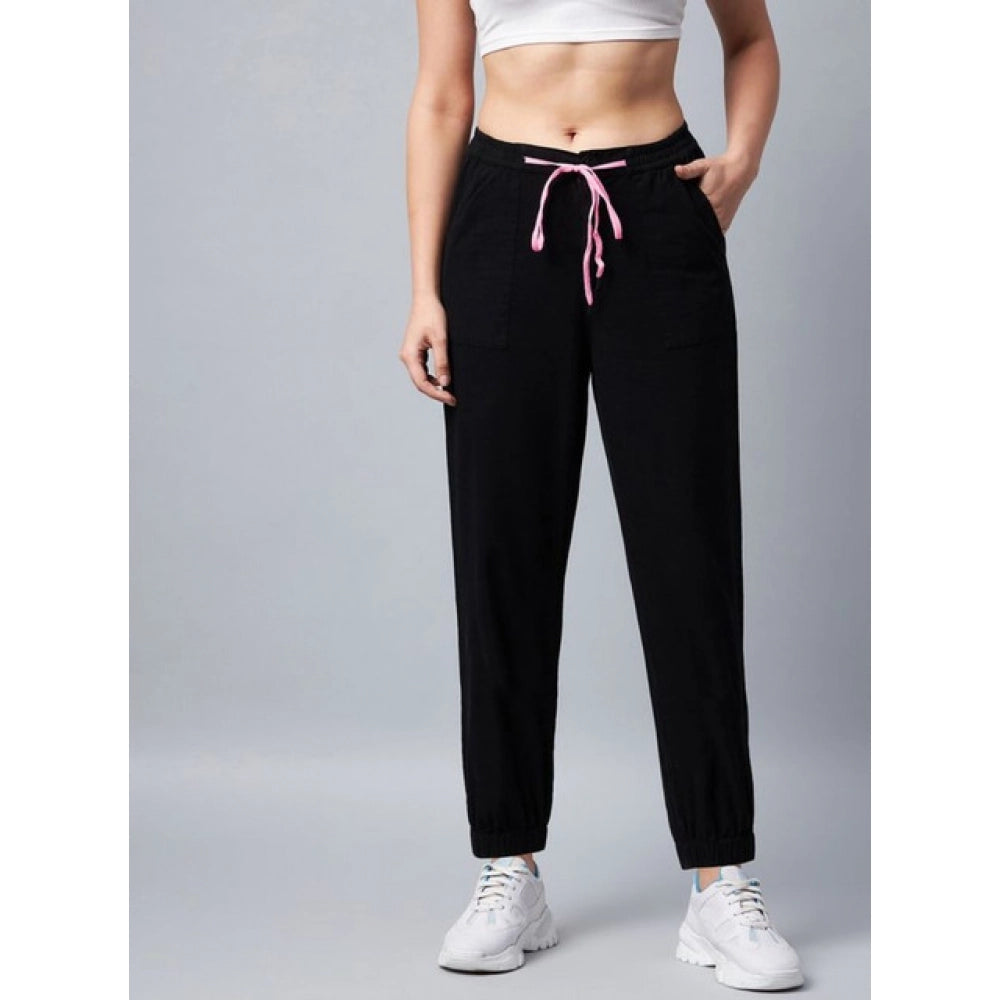 Vaystra Cotton Twill Solid Elasticated Trousers – Black