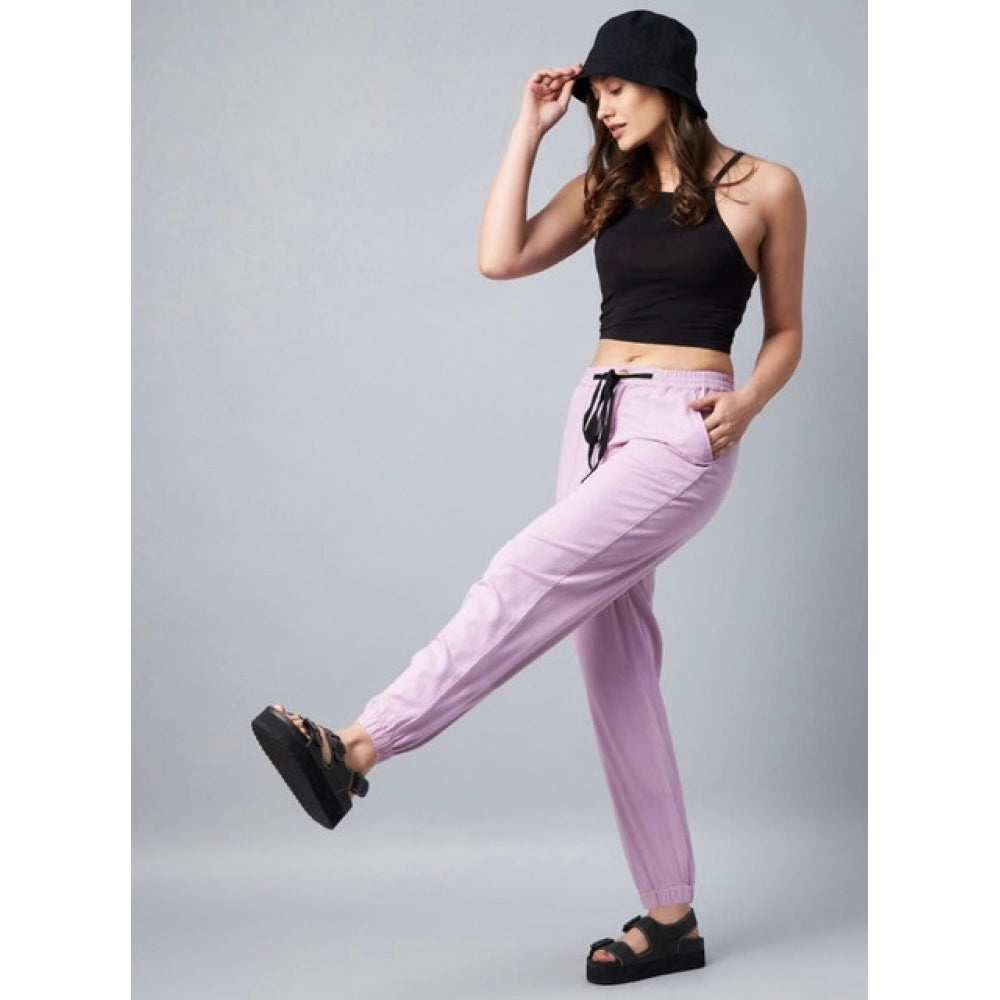 Vaystra Coton Twill Solid Elasticated Trousers – Lavender