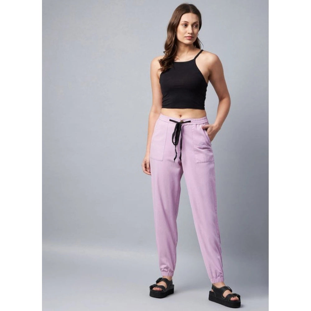 Vaystra Coton Twill Solid Elasticated Trousers – Lavender