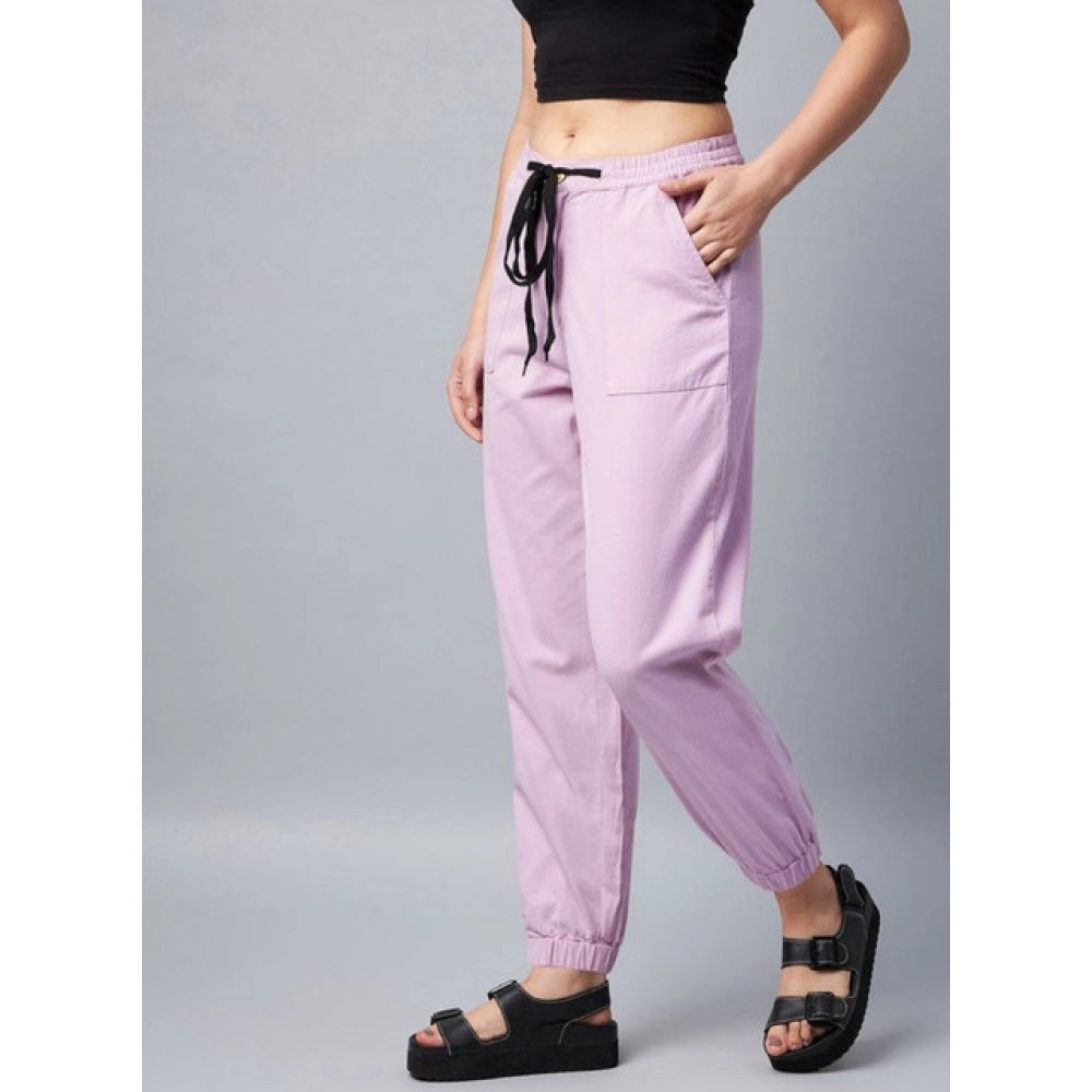 Vaystra Coton Twill Solid Elasticated Trousers – Lavender