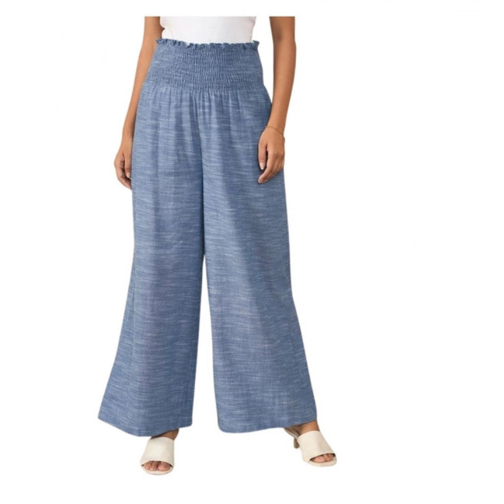 Vaystra Cotton Self Design Smocked Trousers – Blue